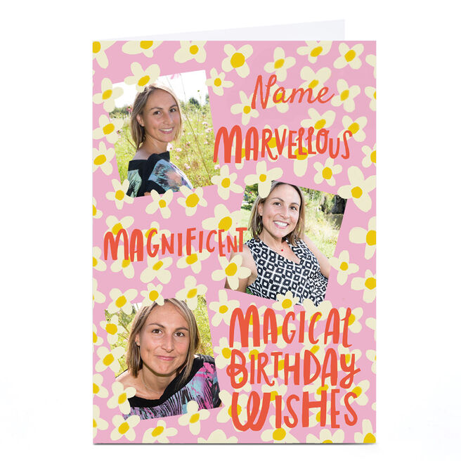 Photo Aimee Stevens Birthday Card - Marvellous Magnificent Magical Birthday Wishes, Any Name