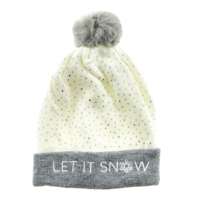 Let It Snow Christmas Knitted Bobble Hat