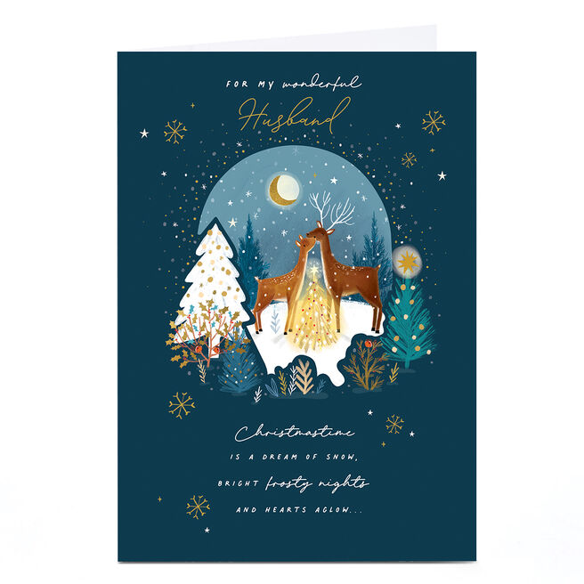 Christmas Card - Deer in Woods, Wonderful Husband