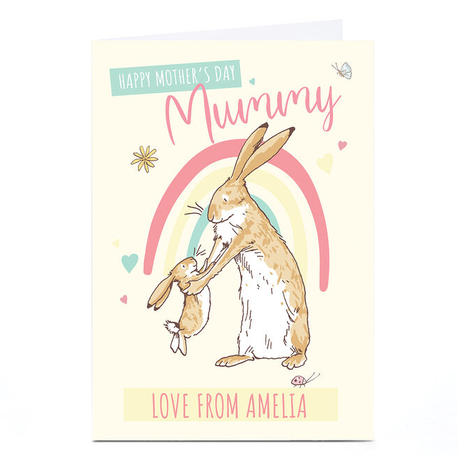 Personalised Guess How Much Mother's Day Card - Rainbow Hares, Mummy