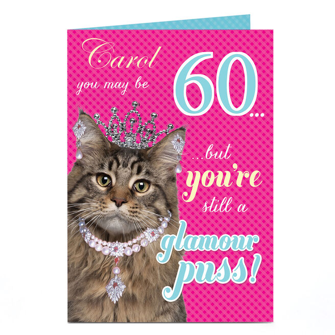 Personalised Birthday Card - Glamour Puss, Editable Age