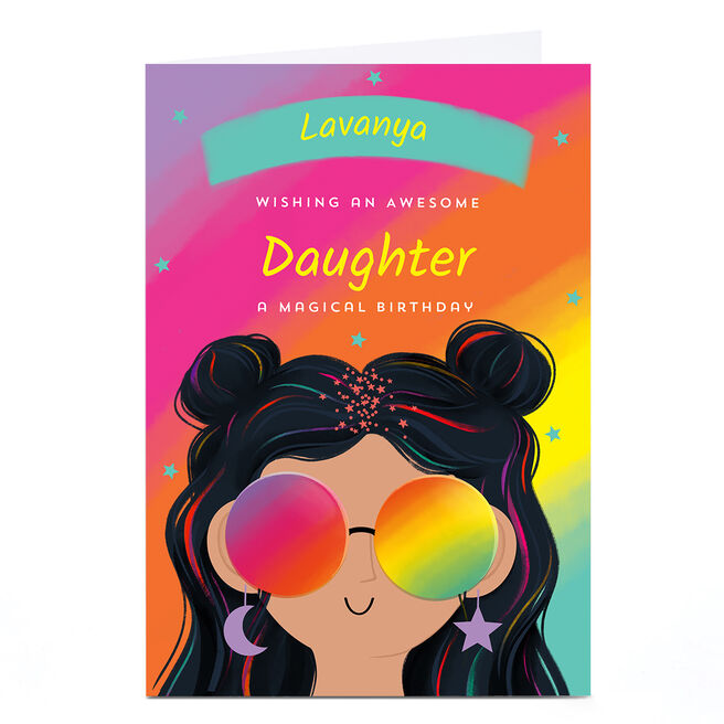 Personalised Birthday Card - Rainbow Sunglasses Daughter