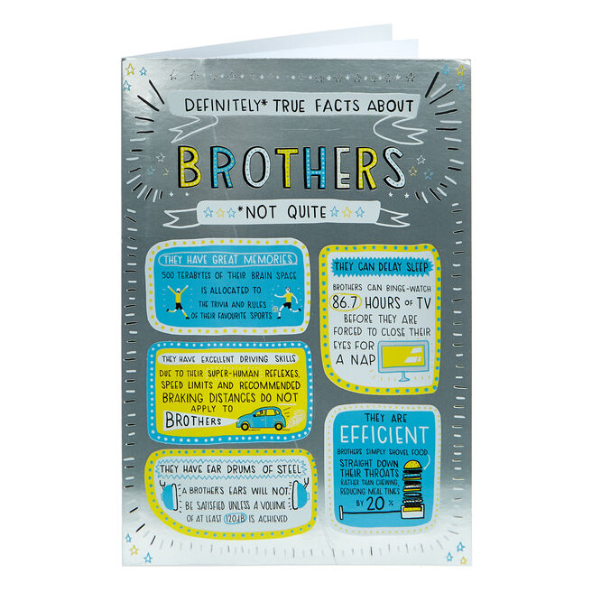Birthday Card - Definitely True Facts About Brothers