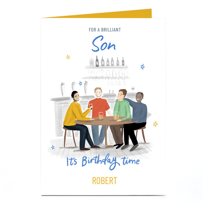 Personalised Birthday Card - Pub Gathering, Son
