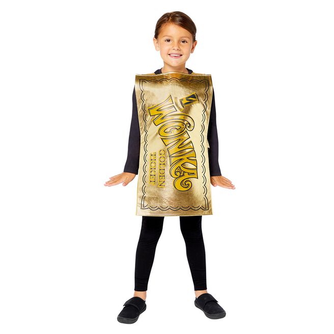 Official Willy Wonka Golden Ticket Children's Fancy Dress Costume
