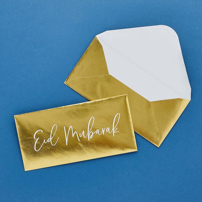 Gold Eid Mubarak Money Envelopes - Pack of 5