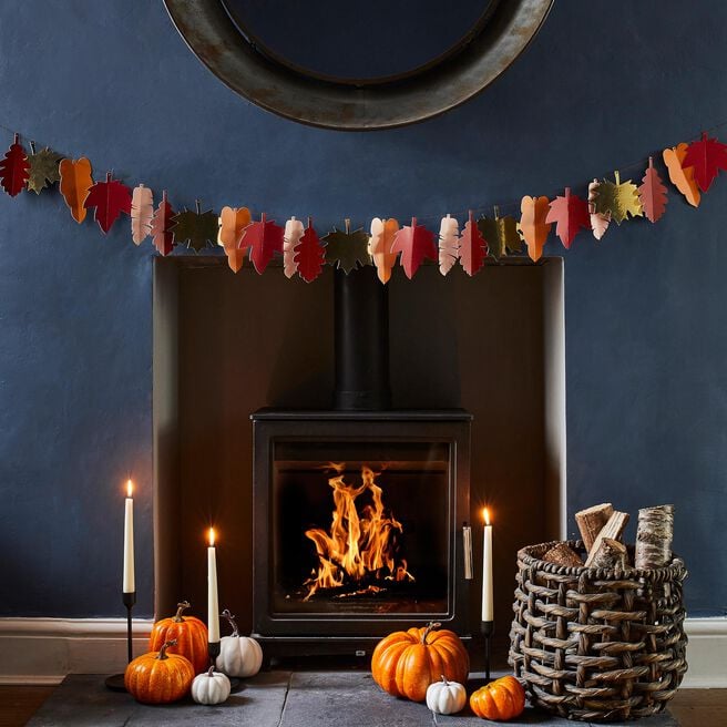 Autumnal Leaf Card Garland 2m