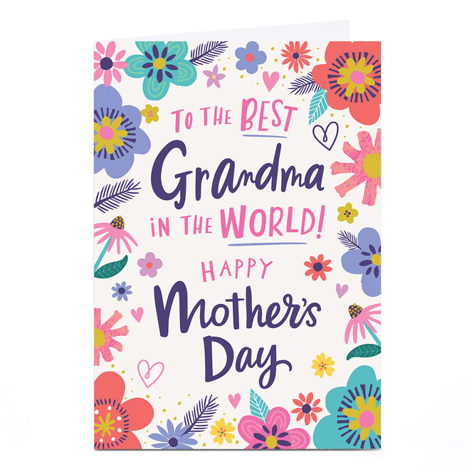 Personalised Ebony Newton Mother's Day Card - Dotty Black Best Grandma