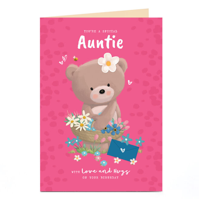 Personalised Hugs Birthday Card - Hugs With Flower Basket