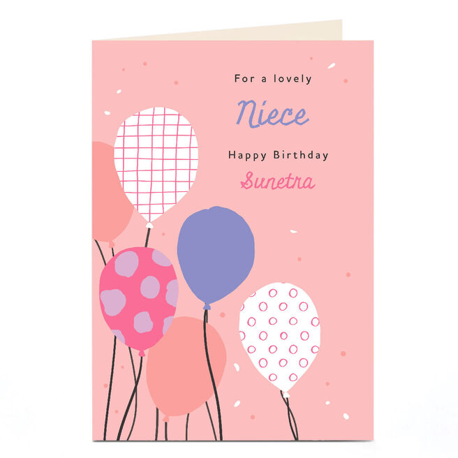 Personalised Birthday Card - Niece Happy Birthday Balloons