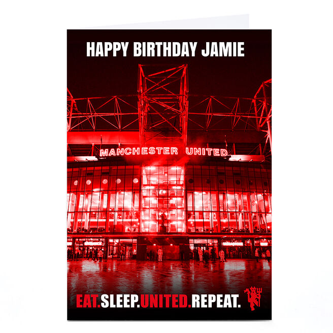 Personalised Manchester United Birthday Card - Eat Sleep Repeat