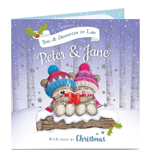 Hugs Personalised Christmas Card - Bear Snow Couple