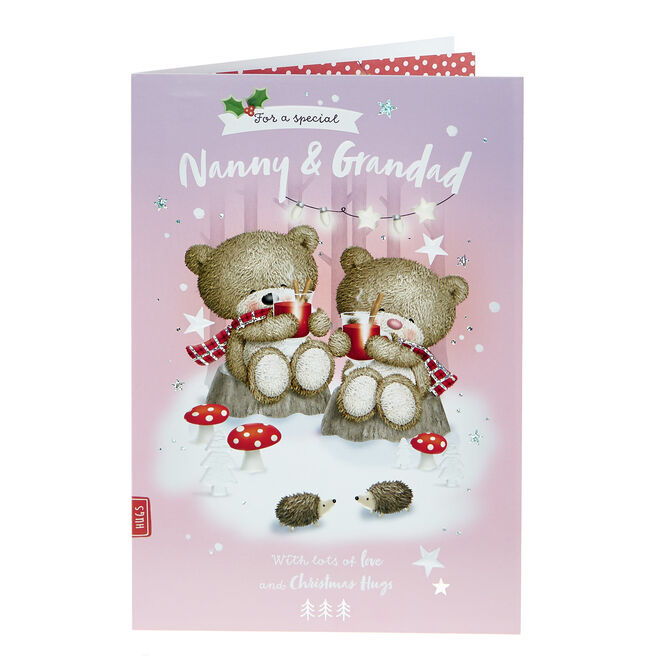 Hugs Christmas Card - Nanny & Grandad With Lots of Love