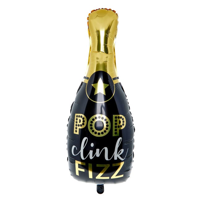 Pop Clink Fizz Champagne Bottle 34-Inch Foil Helium Balloon
