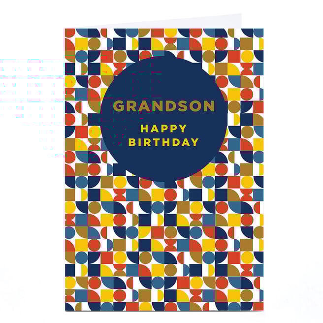 Personalised Birthday Card - Bright Geometric, Grandson
