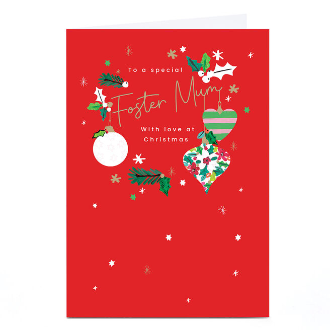 Christmas Card - Baubles and Stars, Foster Mum