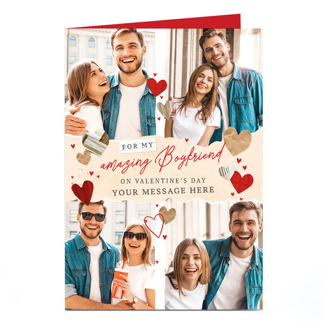 Photo Valentine's Day Card - Rustic Hearts, My Amazing Boyfriend