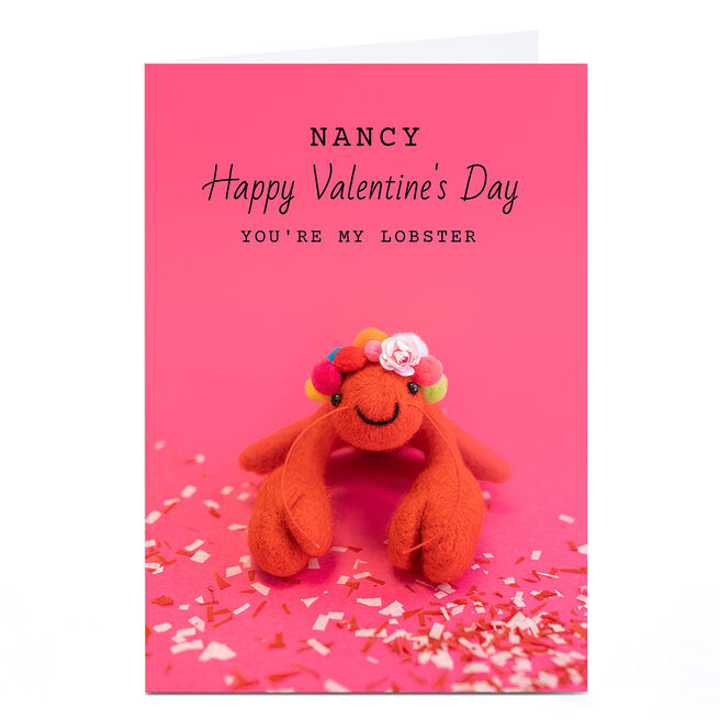 Personalised Lemon & Sugar Valentine's Day Card- Lobster