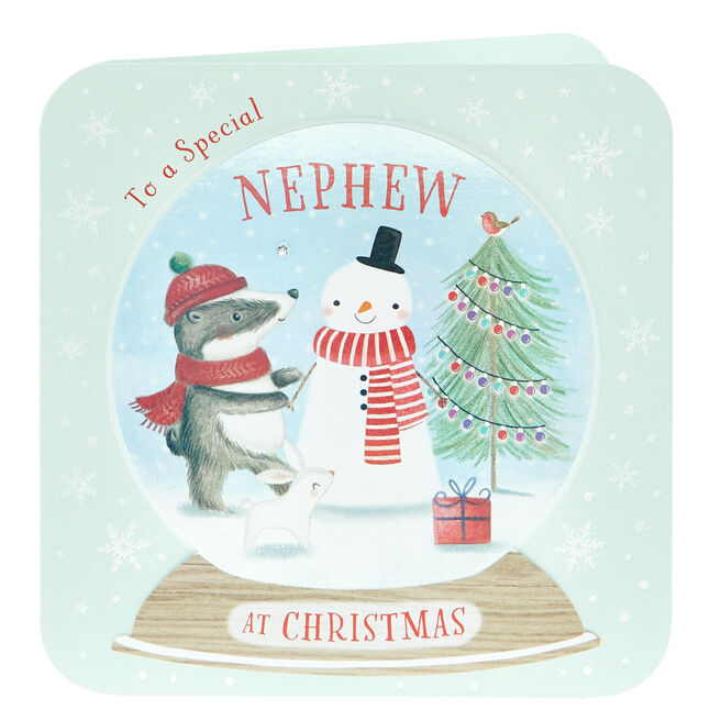 Boutique Christmas Card - Nephew Snow Globe