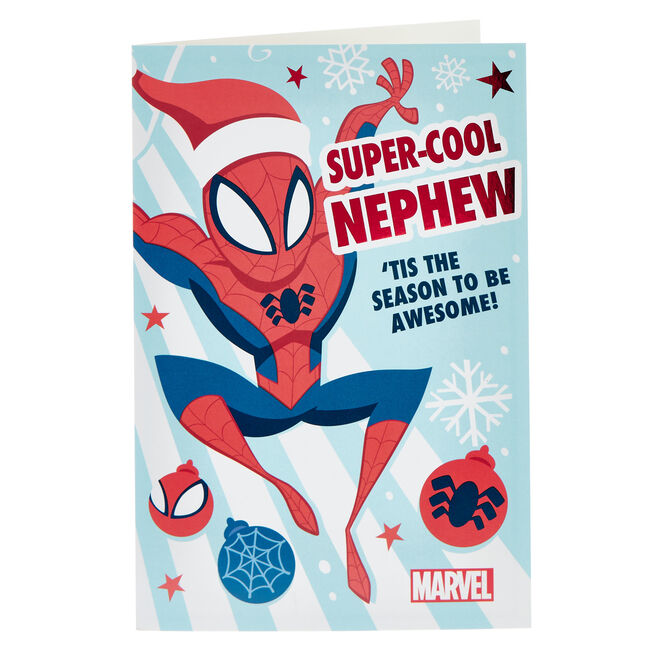 Nephew Spider-Man Christmas Card With Wordsearch