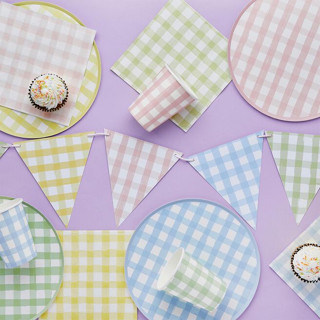Gingham Paper Card Bunting 2.5m