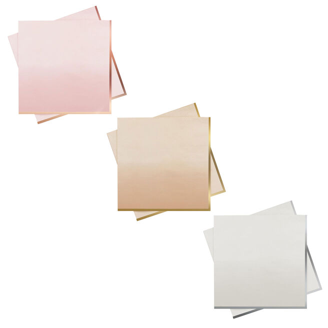 Metallic Ombre Paper Napkins - Pack of 16 (3 Colour Options)