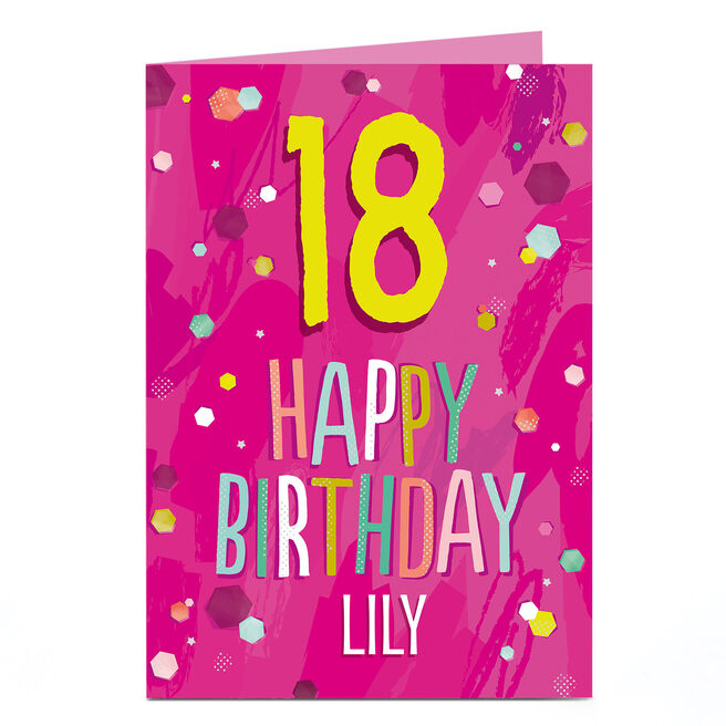 Personalised Birthday Card - Happy Birthday Pink, Editable Age