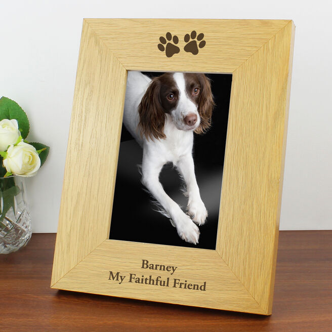 Personalised Paw Prints Wooden Photo Frame