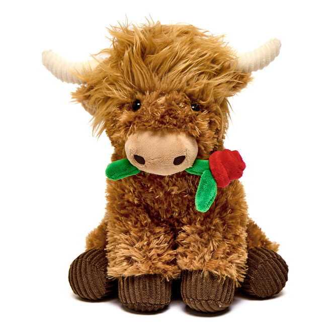 Medium Highland Cow With Rose Soft Toy