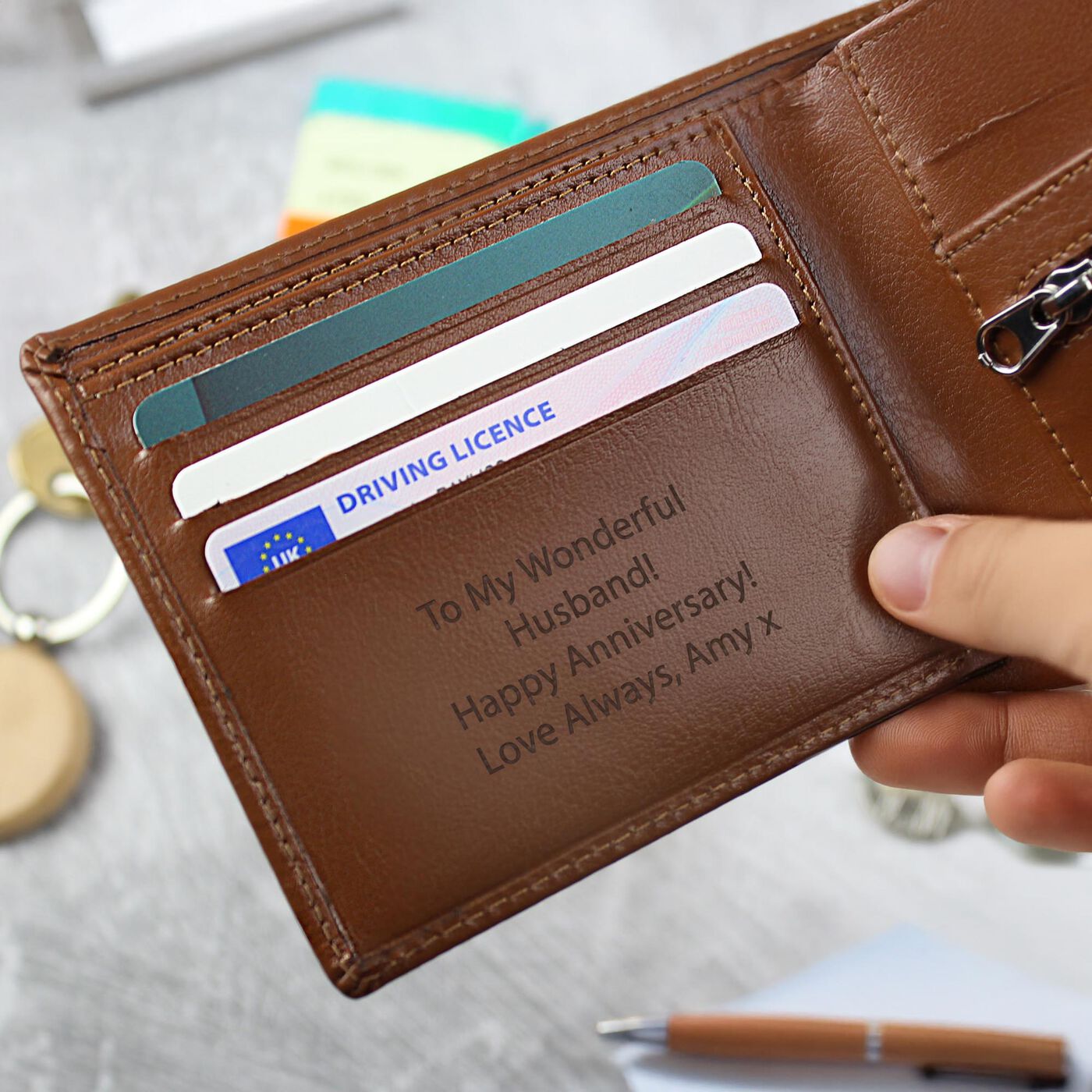 Buy Personalised Free Text Tan Leather Wallet for GBP 19.99 | Card ...