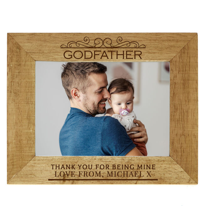 Personalised Engraved Wooden Photo Frame - Godfather