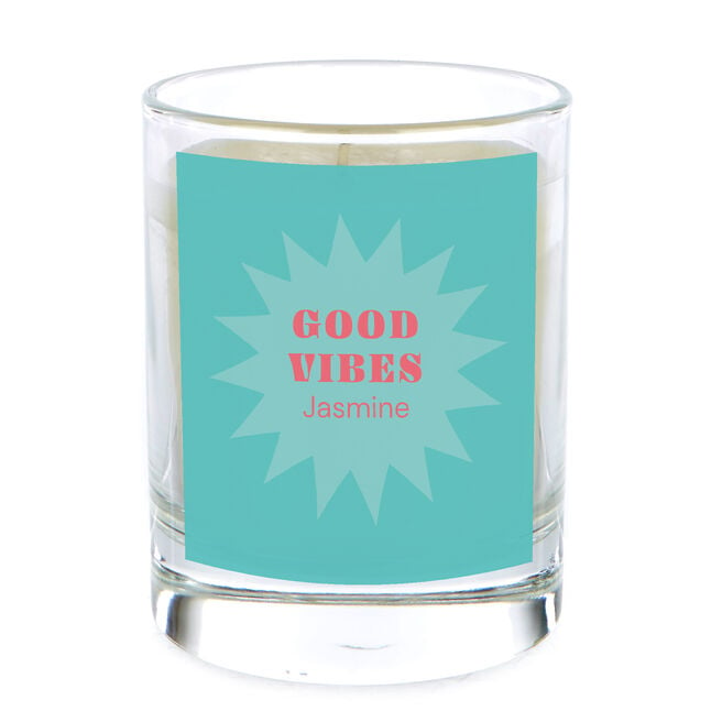 Personalised Pomegranate & Cashmere Scented Candle - Good Vibes