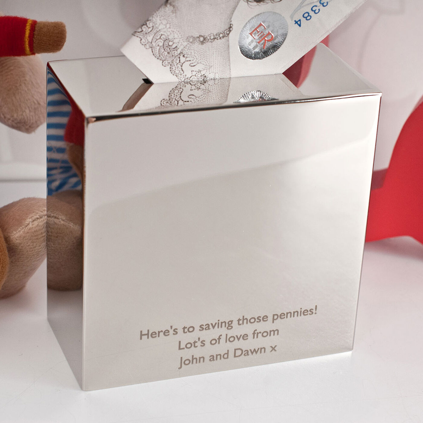 Buy Personalised Engraved Silver Plated Money Box Christening for GBP