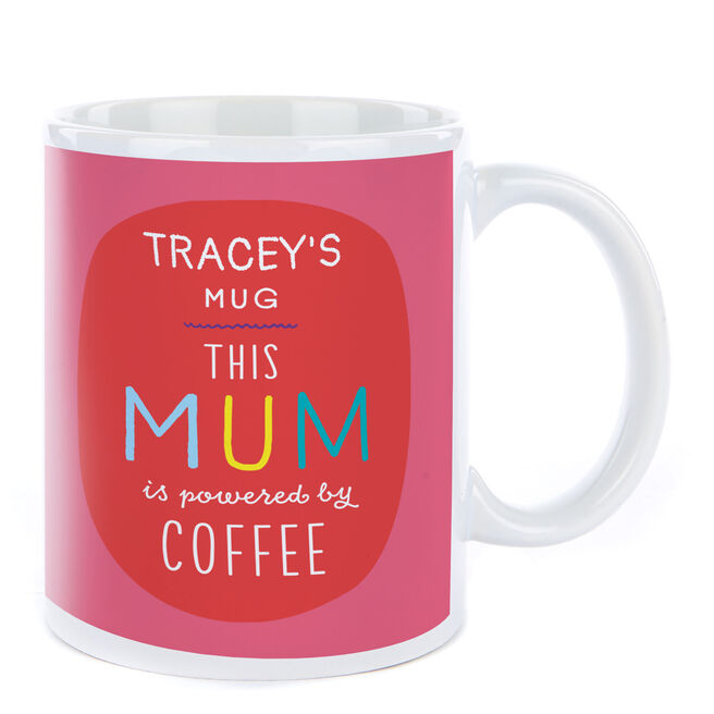 Personalised Smiley Happy People Mug - Mum Powered By Coffee
