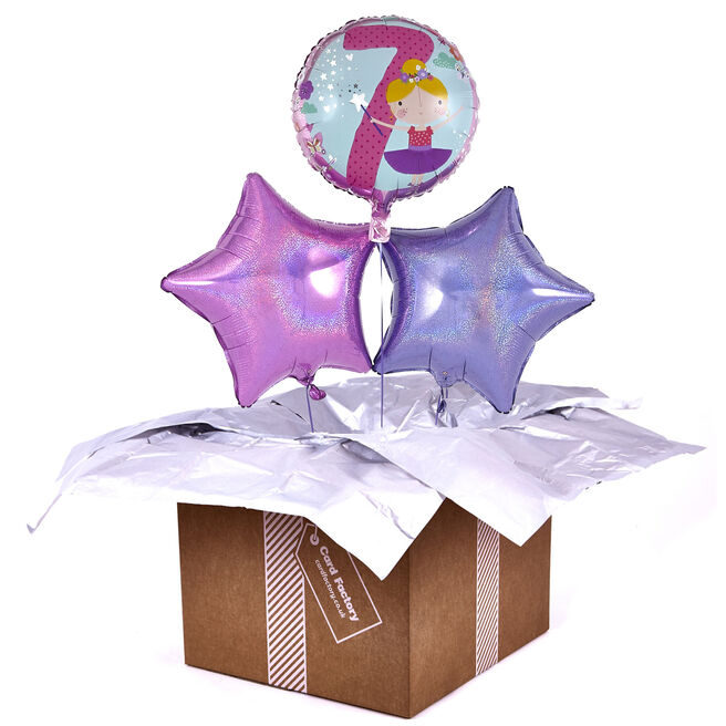 7th Birthday Ballerina Pink Balloon Bouquet - DELIVERED INFLATED!