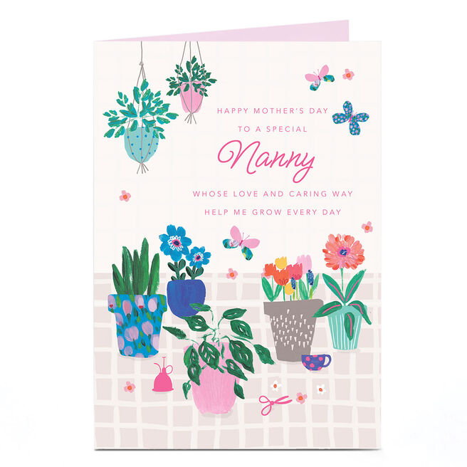 Personalised Mother's Day Card - Help Me Grow Every Day Plant Pots, Nanny