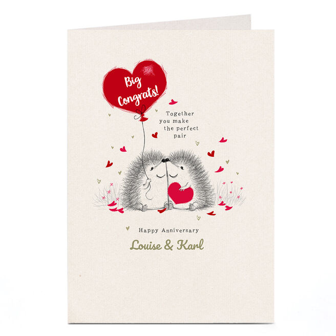 Personalised Anniversary Card - Perfect Hedgehog Pair