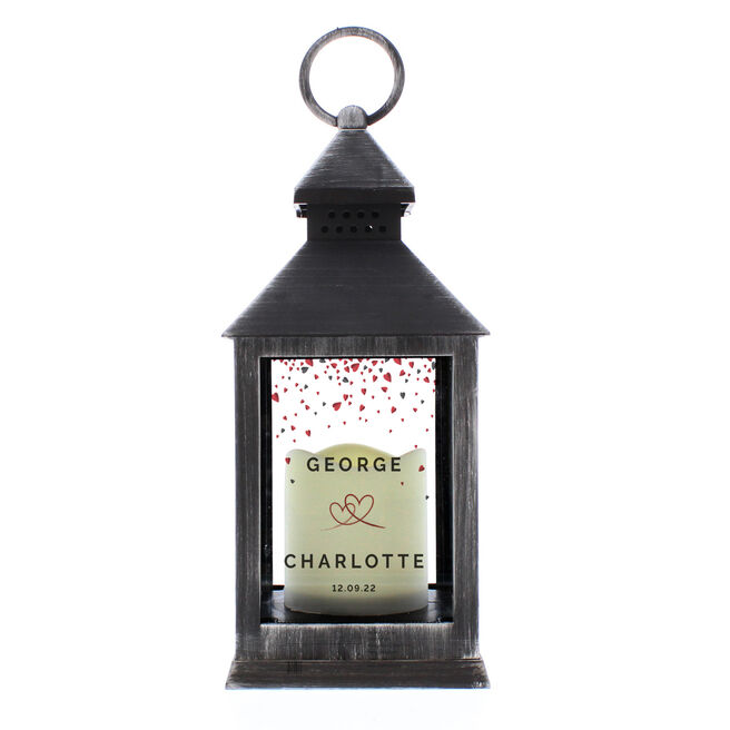 Personalised Love Heart Light-Up Black Lantern