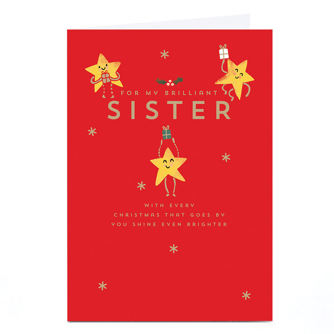 Personalised Christmas Card - Shine Brighter Every Christmas Star, Sister