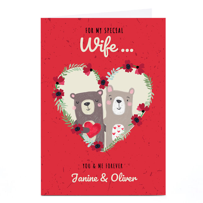 Personalised Bev Hopwood Valentine's Day Card - You & Me Bears