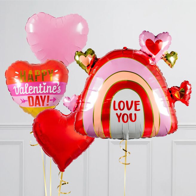 Love You Rainbow Valentine's Day Balloon Package - Delivered Inflated!