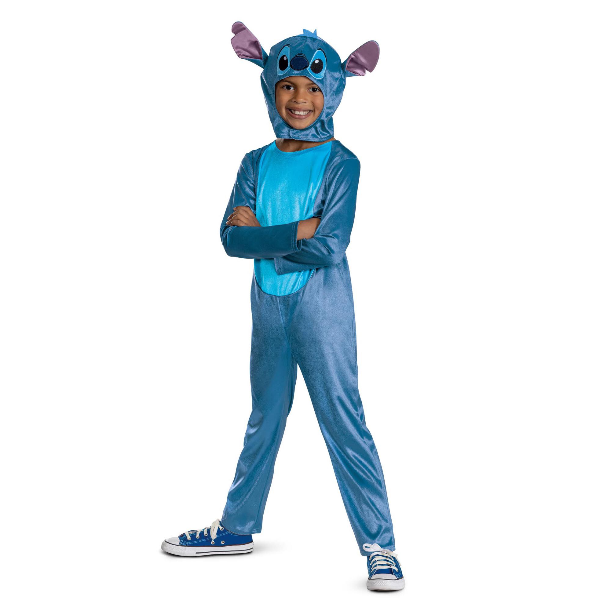 Disney Stitch Kinderkostüm – Klassisches Verkleidungskostüm Aus Velours, Mit Kapuze Und Ohren