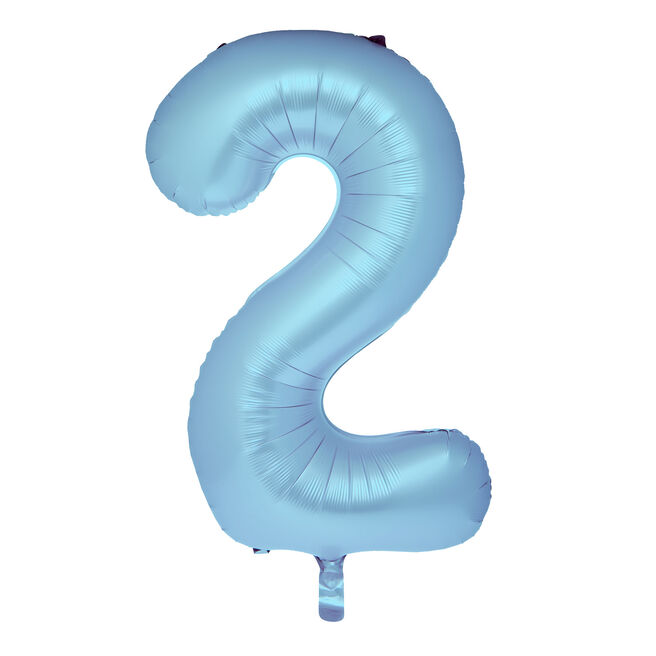 Large 34-Inch Pale Blue Foil Helium Number 2 Balloon - Uninflated