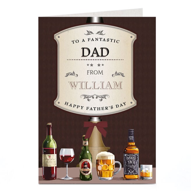 Personalised Father's Day Card - Beer Tap And Bow