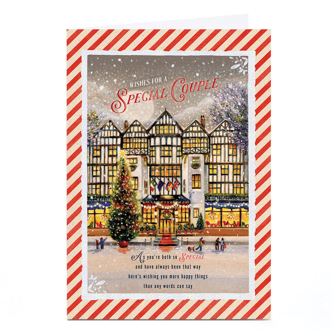 Personalised Christmas Card - Snowy Town Scene, Special Couple