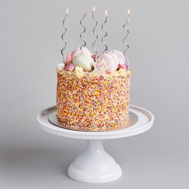 Silver Curly Cake Candles - Pack of 12