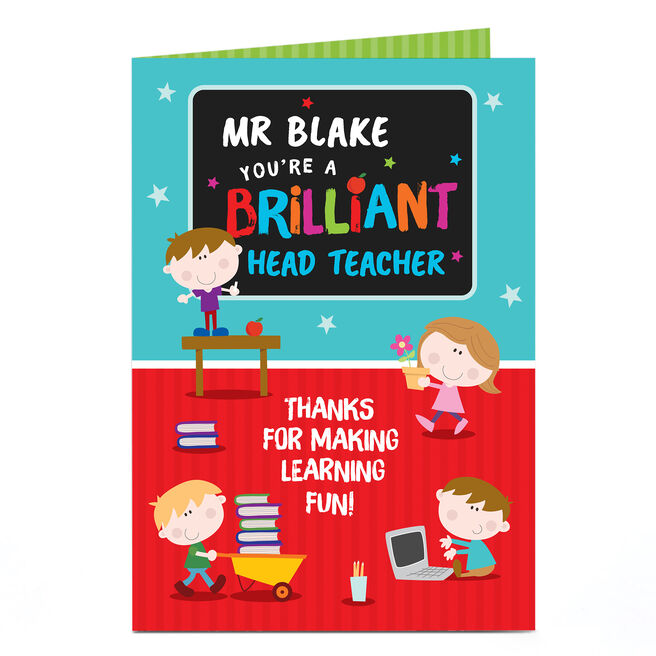 Personalised Thank You Teacher Card - Brilliant Head Teacher