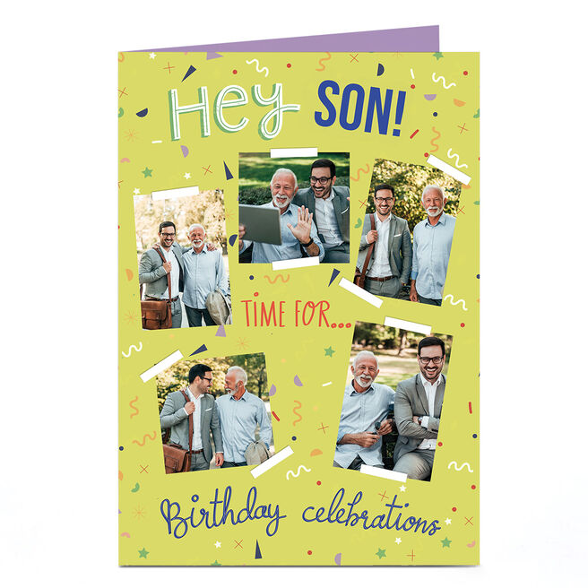 Photo Birthday Card - Hey Time For Celebrations