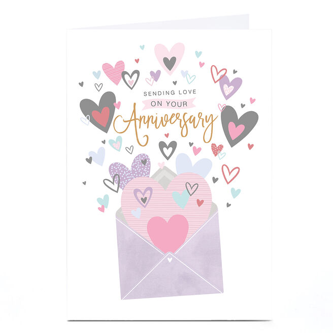 Personalised Anniversary Card - Envelope with Hearts