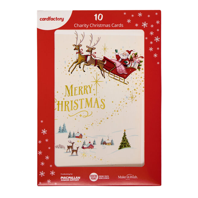 10 Portrait Santa's Sleigh Charity Christmas Cards